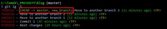 git two branches point the same head